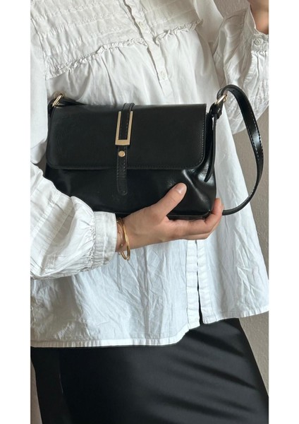 Şık ve Kullanışlı Küçük Boy Kadın Kol ve Omuz Çantası, Yumuşak Suni Deri Siyah modelleri