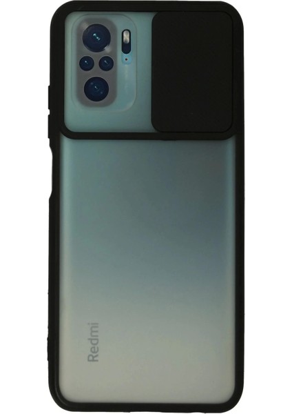 Xiaomi Redmi Note 10 Kılıf Palm Buzlu Kamera Sürgülü Silikon - Siyah