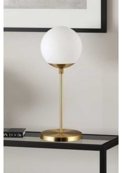 Şık Eskitme Tasarımlı Tekli Masa Lambası, Beyaz Cam Detaylı