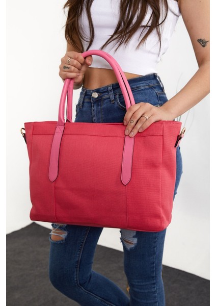 Pembe Kanvas Çanta, Günlük Kullanım, Şık ve Hafif Tasarım
