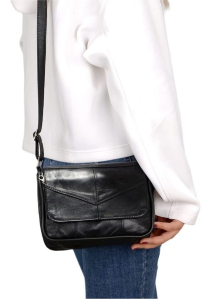 Şık Renkli Hakiki Deri Askılı Kapaklı Çanta