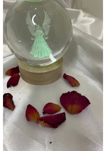 Renkli 3D LED Işık Cam Küre Kanatlı Melek 8 Cm, Güzel ve Parlak Dekoratif Obje