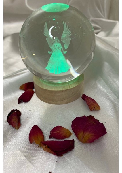 Renkli 3D LED Işık Cam Küre Kanatlı Melek 8 Cm, Güzel ve Parlak Dekoratif Obje fiyatları