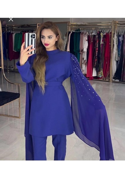 Taşlı Pelerin Pantolon Tunik Kemer Takım modelleri