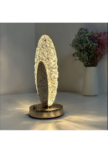 Şık Tavuskuşu Kristal Masa Lambası, USB Şarj, Oda Dekoru, Akrilik, Sarı