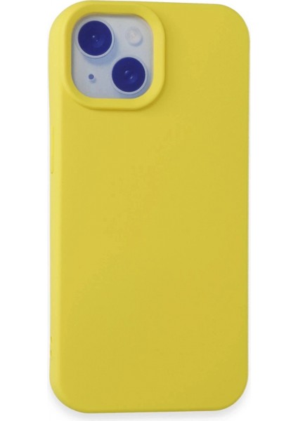 iPhone 15 Plus Kılıf Nano Içi Kadife Silikon - Sarı