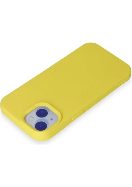 iPhone 15 Plus Kılıf Nano Içi Kadife Silikon - Sarı modelleri