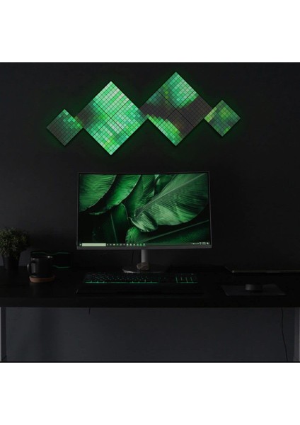 Twinkly Squares Başlangıç Kiti 64 GB 16 Milyon Renk Akıllı Işık Duvar Panelleri 6 Panel IP20 modelleri