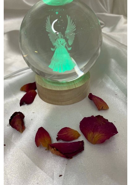 Renkli 3D LED Işık Cam Küre Kanatlı Melek 8 Cm, Güzel ve Parlak Dekoratif Obje fırsatları