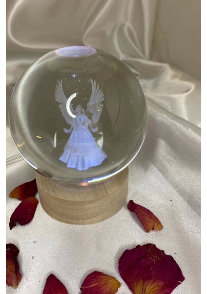 Renkli 3D LED Işık Cam Küre Kanatlı Melek 8 Cm, Güzel ve Parlak Dekoratif Obje indirimleri