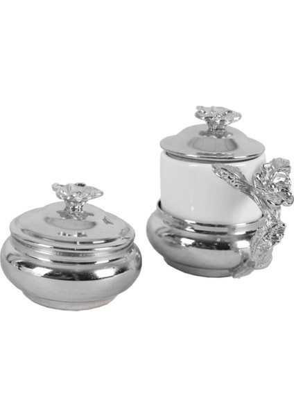 Turuncu Güllü Lokumluklu Gümüş Damat Fincan Takımı, Şıklık ve Zarafet Sunar.