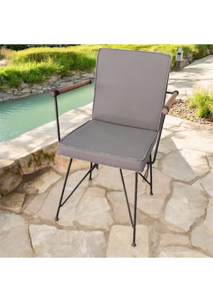 40X80 Antrasit Kumaş Antrasit Biye Sırtlı Sandalye Minderi 5 cm