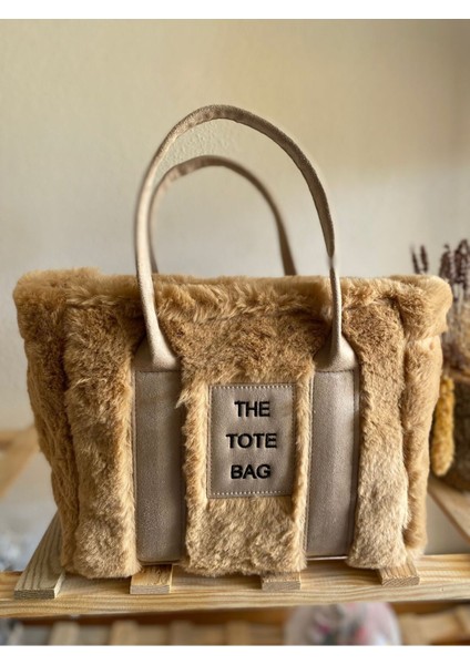 Kahverengi Peluş Tote Çanta, Şık ve Kullanışlı Günlük Aksesuar