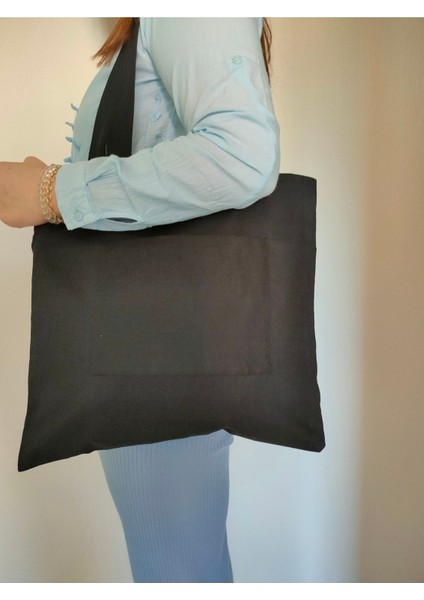 Şık Siyah 6 Cepli Büyük Tote Çanta, Günlük Kullanım Için Ideal Seçenek