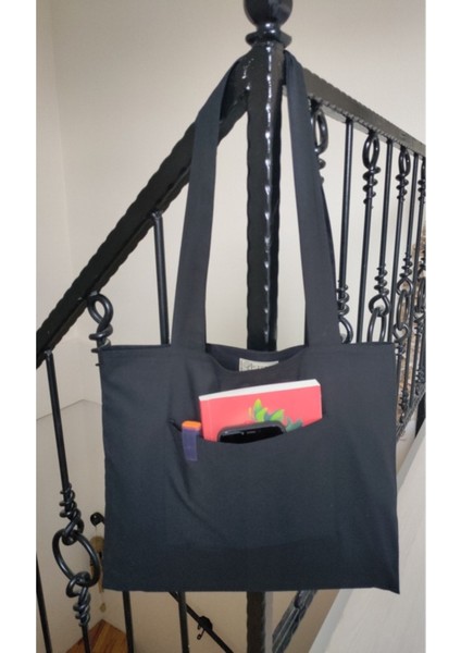 Şık Siyah 6 Cepli Büyük Tote Çanta, Günlük Kullanım Için Ideal Seçenek indirimleri