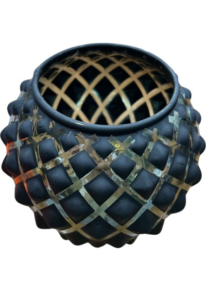 Petek Desenli Siyah Yuvarlak VAZO(13X16CM) modelleri