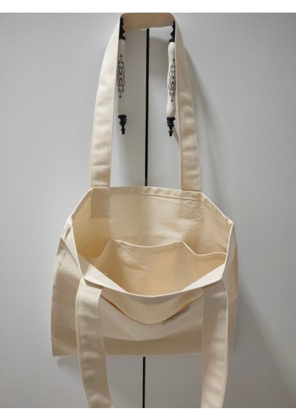 Bej Kanvas Tote Çanta, 4 Cepli, Şık ve Hafif Günlük Kullanım Için indirimleri