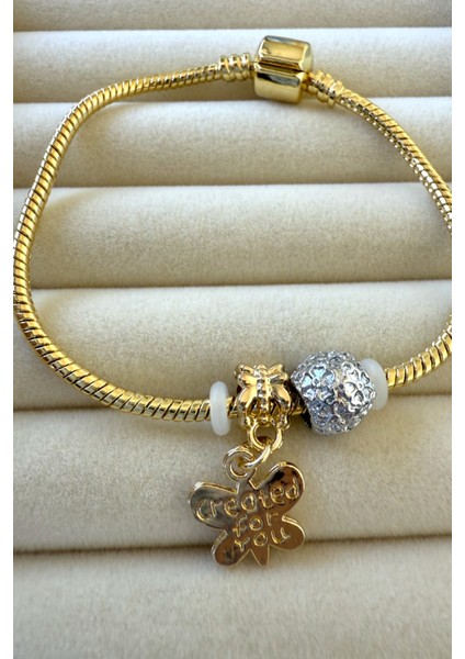 Kelebek Charm Bileklik 18 cm 316L Paslanmaz Çelik Kadın Bileklik