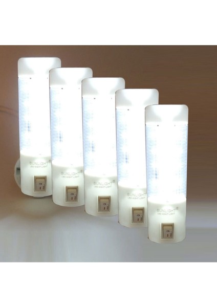 Enerji Tasarruflu Uzun LED Gece Lambası 0,5W 5'li Set Beyaz