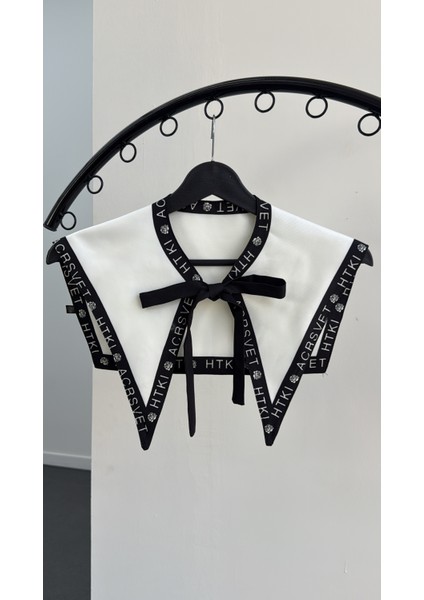 Acrsvety Siyah Yazılı Yaka Fular