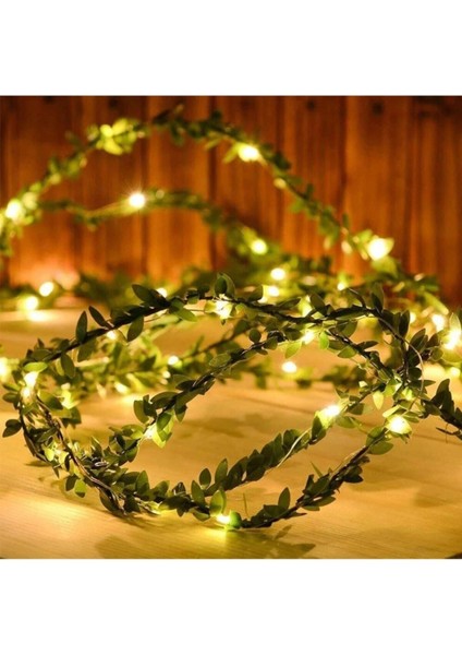 Yeşil Yapraklı 3 Metre Peri LED Pilli Yılbaşı Aydınlatması