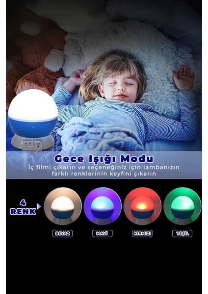 360° Dönen Yıldız Projeksiyon Gece Lambası, Renkli ve Romantik Işık Efekti fiyatları