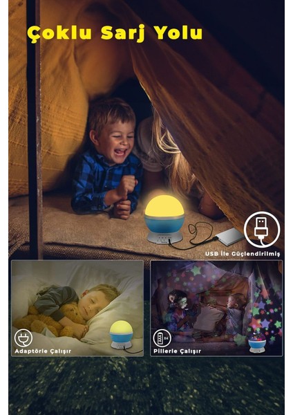 360° Dönen Yıldız Projeksiyon Gece Lambası, Renkli ve Romantik Işık Efekti modelleri