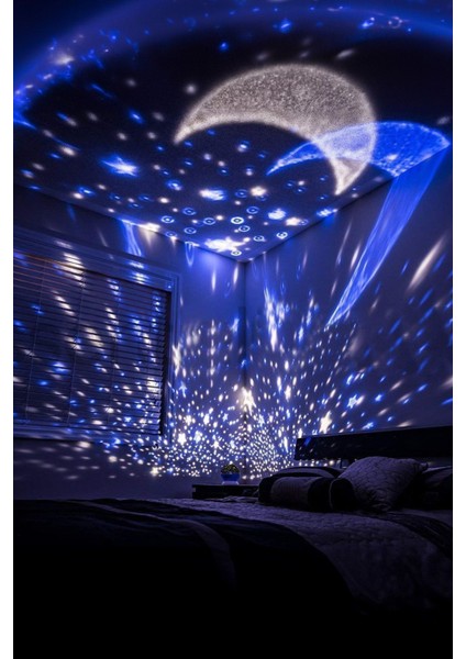 360° Dönen Yıldız Projeksiyon Gece Lambası, Renkli ve Romantik Işık Efekti indirimleri