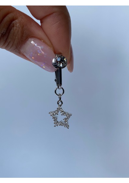 Çelik Göbek Piercing Mıknatıslı Deliksiz Kullanım Sıkıştırmalı Yıldız Sallantılı Model indirimleri