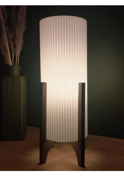 Dairesel Ayaklı Masa Lambası, 25CM, Zarif ve Şık Tasarım, Beyaz Renk