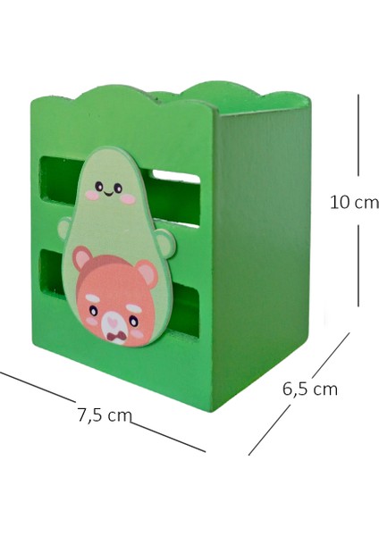 Ahşap Masaüstü Kalemlik Sevimli Avakado Ayı Yeşil- 1 Adet fırsatları