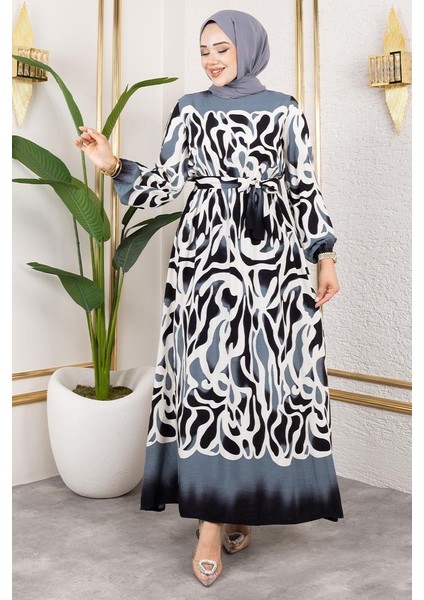 Batik Desenli Tesettür Elbise