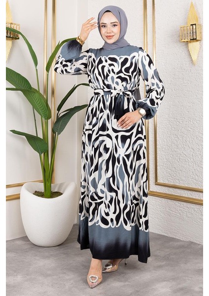 Batik Desenli Tesettür Elbise modelleri