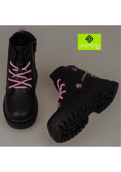 Siyah Kız Çocuk Yıldız Detaylı Lux Bot indirimleri