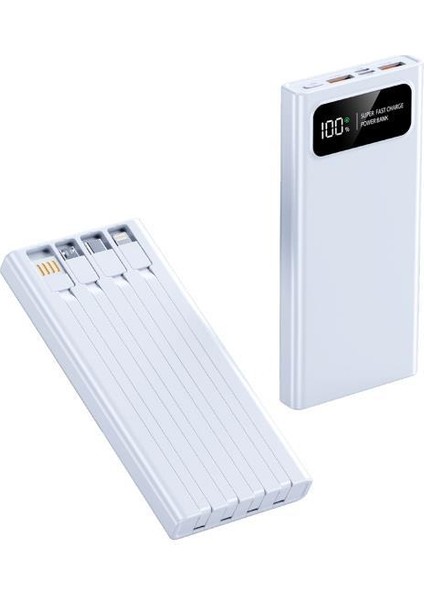 12.000 Mah 22.5W Kendinden Kablolu Süper Hızlı Powerbank Beyaz Pb-88 modelleri