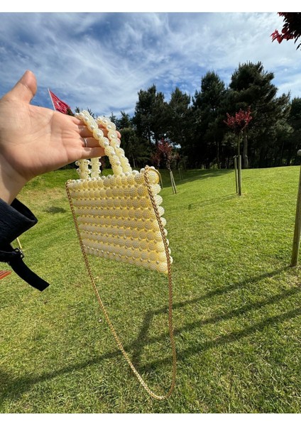 Bej Boncuklu Incili Çanta, Şık ve Kullanışlı, Güzel Tasarım ve Detaylar. fiyatları