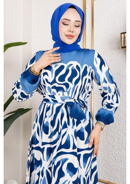 Batik Desenli Tesettür Elbise modelleri