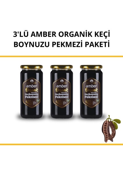 3'lü Organik Keçi Boynuzu Pekmezi Paketi 3X620 gr
