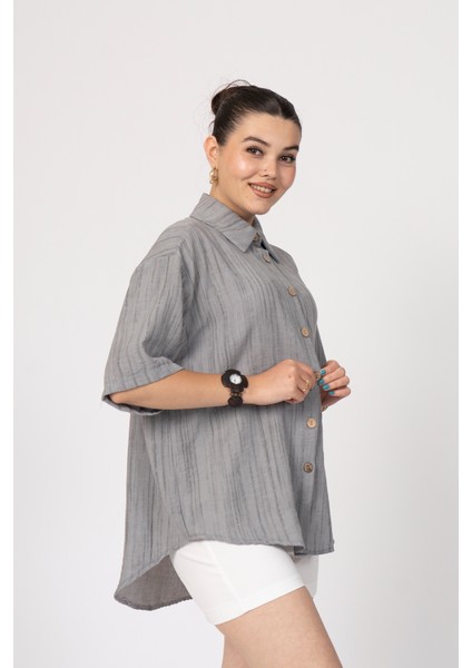 Keten Oversize Gömlek 70039 fırsatları