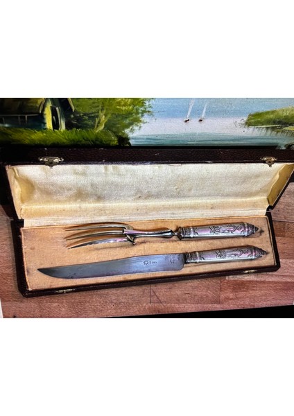 1960'S Fransız Gümüş Kaplama Servis Seti Kutu Ölçüsü 35 cm 10,5 cm