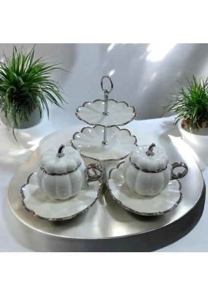 Mavi 2'li Mini Pasta ve Fincan Takımı, Şık ve Kullanışlı Tasarım