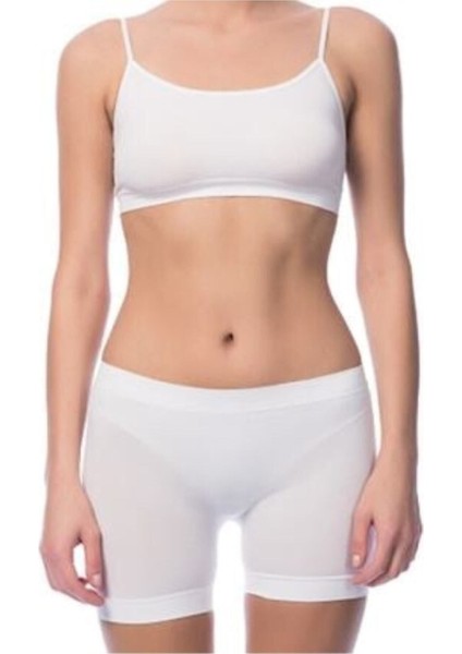 3 Adet Dikişsiz Şort-Tayt Beyaz 2029