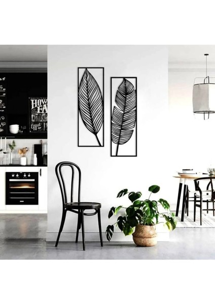Yaprak Temalı 2'li Set Dekoratif Duvar Dekorasyon Ürünü 70X25 cm