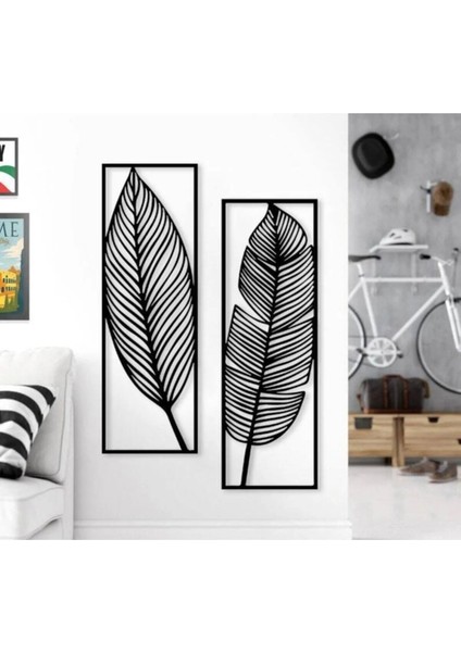 Yaprak Temalı 2'li Set Dekoratif Duvar Dekorasyon Ürünü 70X25 cm modelleri