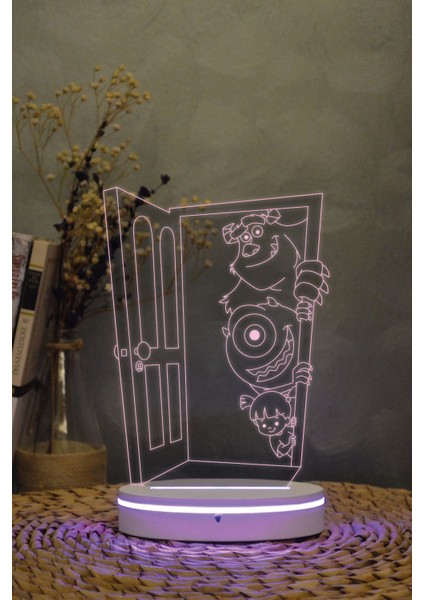 3D Renkli Sevimli Canavarlar Gece Lambası, Dekoratif ve Işıltılı Tasarım modelleri