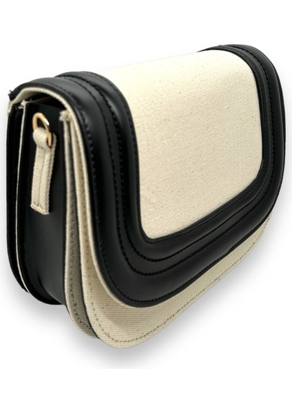 Şık Siyah Keten El ve Omuz Çantası, Günlük Kullanım Için Zarif Tasarım