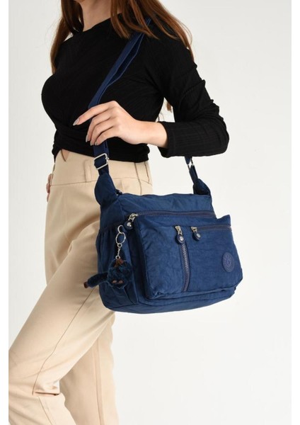 Lacivert Kadın Omuz Çantası, Çok Cepli, Hafif, Suya Dayanıklı, Günlük Kullanıma Uygun