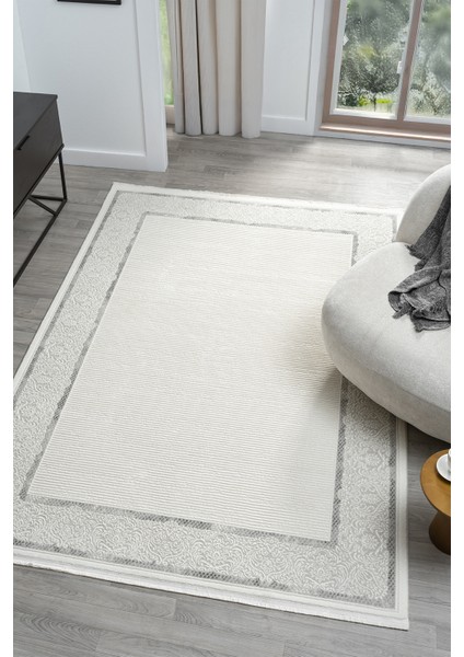 Dream Beyaz Gri Halı Modern Dokuma Halı Salon Oturma Odası Yatak Odası Halısı 13847A 80 x 150