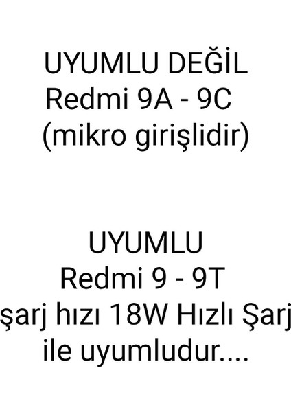 Redmi 9 Redmi 9t Uyumlu Hızlı Şarj Aleti ve Kablosu Hızlı Şarj Cihazı 33W fiyatları