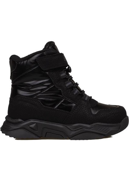 Siyah Kız Çocuk Lastikli Kar Botu